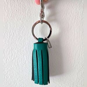 NWOT Coach Tassel Style Keychain Silver Green